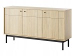 Komoda trzydrzwiowa OLMA 154 cm z szufladami Dąb Linea / Czarny stelaż styl japandi
