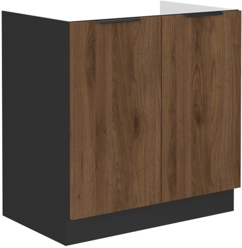 Przejdź do produktu Szafka dolna DENVER 80 ZL 2F BB zabudowa pod zlew ORZECH OKAPI / CZARNY