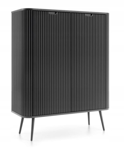 Przejdź do produktu Komoda 2D Wysoka FROZEN 100 x 130 x 39cm frezowany front CZERŃ/ CZARNE NOGI