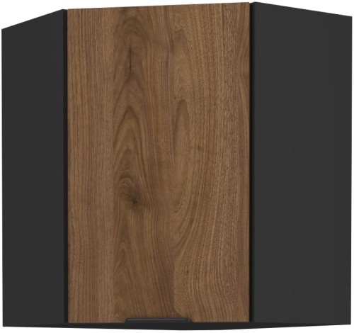 Przejdź do produktu Szafka górna narożna DENVER 60 x 60 cm GN-72 1F (45°) ORZECH OKAPI / CZARNY