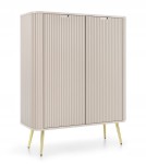 Komoda 2D Wysoka FROZEN 100 x 130 x 39cm frezowany front KASZMIR/ ZŁOTE