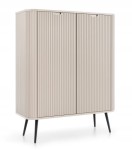 Komoda 2D Wysoka FROZEN 100 x 130 x 39cm frezowany front KASZMIR / CZARNY