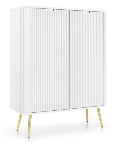 Przejdź do produktu Komoda 2D Wysoka FROZEN 100 x 130 x 39cm frezowany front BIAŁY / ZŁOTE NOGI