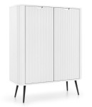 Komoda 2D Wysoka FROZEN 100 x 130 x 39cm frezowany front BIAŁY/ CZARNE NOGI