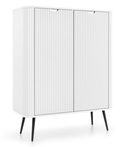 Przejdź do produktu Komoda 2D Wysoka FROZEN 100 x 130 x 39cm frezowany front BIAŁY/ CZARNE NOGI