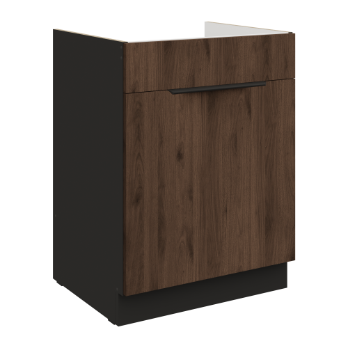 Przejdź do produktu Szafka dolna DENVER 60 ZL 1S BB zabudowa pod zlew ORZECH OKAPI / CZARNY