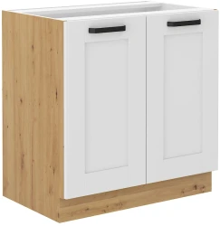 Szafka dolna LILA 80 D 2F BB BIAŁY MAT / DĄB ARTISAN