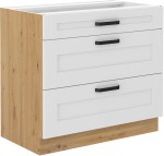 Szafka dolna LILA 80 D 3S BB BIAŁY MAT / DĄB ARTISAN