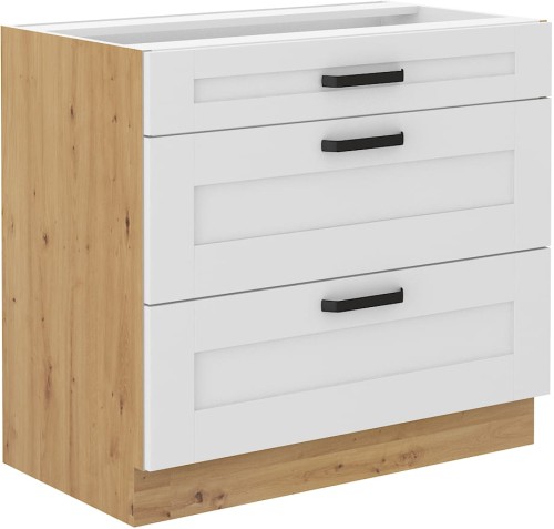 Przejdź do produktu Szafka dolna LILA 80 D 3S BB BIAŁY MAT / DĄB ARTISAN