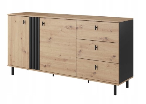 Przejdź do produktu Komoda 3D z witryną PABLO 165 cm meble do salonu, dąb artisan + antracyt