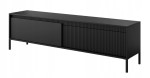 Szafka RTV SESSY 190 x 50 cm meble do salonu pod TV, ryflowany front czarny