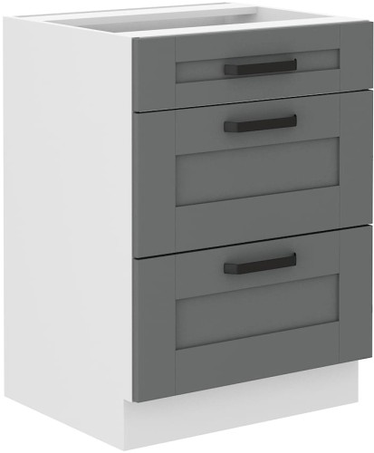 Przejdź do produktu Szafka dolna LILA 60 D 3S BB CIEMNOSZARY MAT / BIAŁY