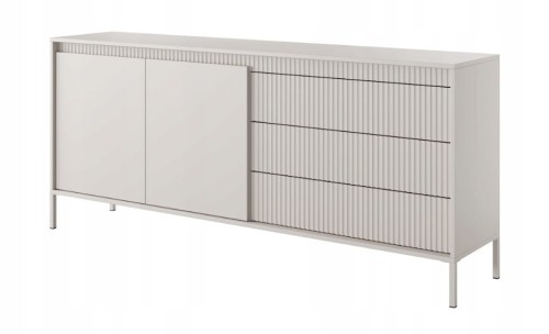 Przejdź do produktu Komoda z szufladami SESSY 190 x 80 cm meble do salonu ryflowany front beż