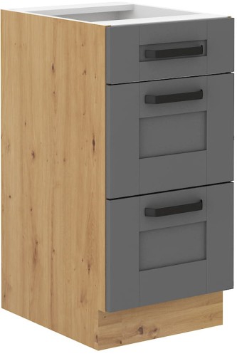 Przejdź do produktu Szafka dolna LILA 40 D 3S BB CIEMNOSZARY MAT / DĄB ARTISAN