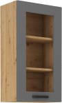 Szafka górna witryna 40cm LILA 40 GS-90 1F BB CIEMNOSZARY MAT / DĄB ARTISAN