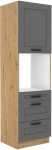 Szafka kuchenna słupek LILA 60 DPS-210 3S 1F CIEMNOSZARY MAT / DĄB ARTISAN