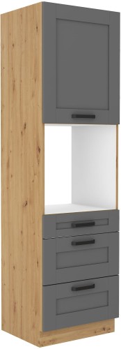 Przejdź do produktu Szafka kuchenna słupek LILA 60 DPS-210 3S 1F CIEMNOSZARY MAT / DĄB ARTISAN