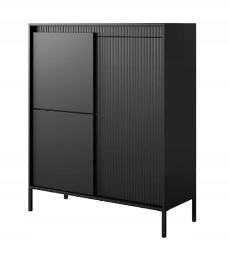 Przejdź do produktu Komoda dwudrzwiowa SESSY 100 x 125 cm meble do salonu, ryflowane fronty beż