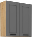 Szafka górna 80 cm LILA 80 G - 90 2F CIEMNOSZARY MAT / DĄB ARTISAN