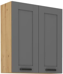 Szafka górna 80 cm LILA 80 G - 90 2F CIEMNOSZARY MAT / DĄB ARTISAN