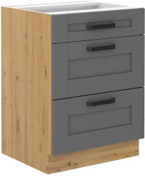 Szafka dolna LILA 60 D 3S BB CIEMNOSZARY MAT / DĄB ARTISAN
