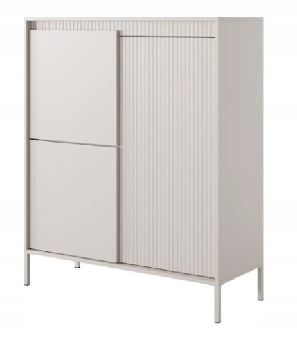 Przejdź do produktu Komoda dwudrzwiowa SESSY 100 x 125 cm meble do salonu, ryflowane fronty beż