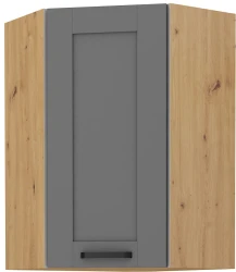 Szafka górna narożna 60 x 60 cm LILA GN-90 1F (45°) CIEMNOSZARY MAT / DĄB ARTISAN