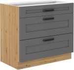 Szafka dolna LILA 80 D 3S BB CIEMNOSZARY MAT / DĄB ARTISAN