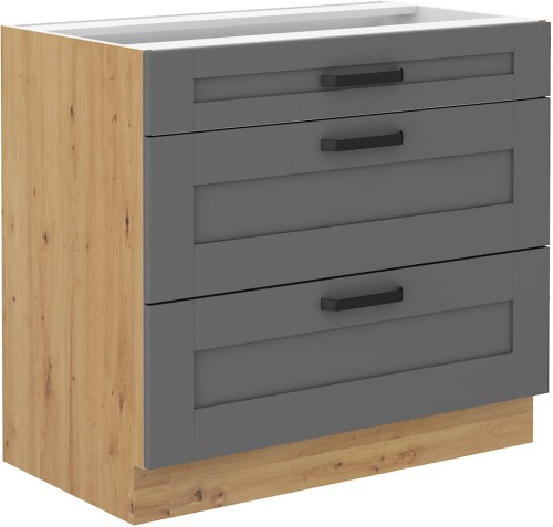 Przejdź do produktu Szafka dolna LILA 80 D 3S BB CIEMNOSZARY MAT / DĄB ARTISAN