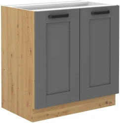 Szafka dolna LILA 80 D 2F BB CIEMNOSZARY MAT / DĄB ARTISAN
