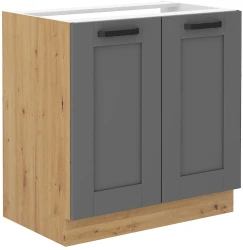 Szafka dolna LILA 80 ZL 2F BB zabudowa pod zlew CIEMNOSZARY MAT / DĄB ARTISAN