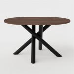 Stół loftowy do jadalni WOOD 138 x 110 cm, owalny blat ORZECH WISCONSIN