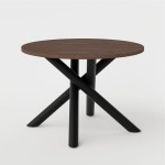 Stół loftowy do jadalni WOOD 110 cm, okrągły blat ORZECH WISCONSIN