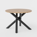 Stół loftowy do jadalni WOOD 110 cm, okrągły blat DĄB ARTISAN