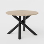 Stół loftowy do jadalni WOOD 110 cm, okrągły blat DĄB LINDBERG