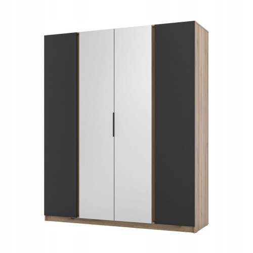 Przejdź do produktu Pojemna Szafa Czterodrzwiowa IGA 200cm lustrzane drzwi fronty czarne/ evoke
