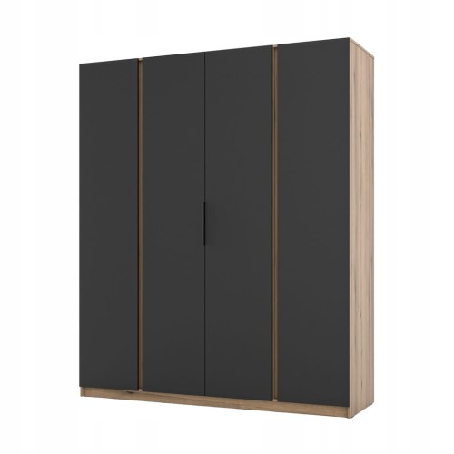 Przejdź do produktu Pojemna Szafa Czterodrzwiowa IGA 200 cm fronty w kolorze czarnym/ dąb evoke