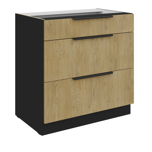 Przejdź do produktu Szafka dolna LUME 80 D 3S PREMIUM BOX DĄB CREMONA / CZARNY