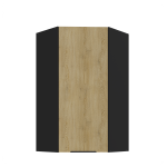 Szafka górna narożna 60 x 60 cm LUME GN-108 1F (45°) DĄB CREMONA / CZARNY