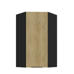 Szafka górna narożna 60 x 60 cm LUME GN-108 1F (45°) DĄB CREMONA / CZARNY
