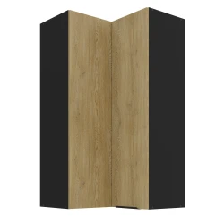Szafka górna narożna 60 x 60 cm LUME GN-108 2F (90°) DĄB CREMONA / CZARNY