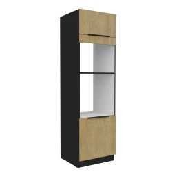 Szafka kuchenna słupek LUME 60 DPM-210 2F DĄB CREMONA / CZARNY