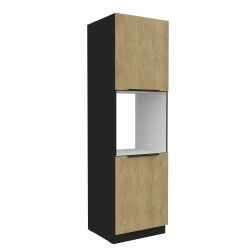 Szafka kuchenna słupek LUME 60 DP-210 2F DĄB CREMONA / CZARNY