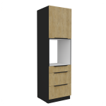 Szafka kuchenna słupek LUME 60 DPS-210 3S 1F DĄB CREMONA / CZARNY