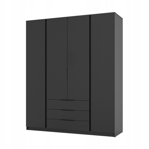 Przejdź do produktu Pojemna Szafa Czterodrzwiowa IGA 200 cm kolor czarny trzy szuflady