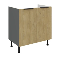 Szafka dolna narożna LUME 80 ZL 2F BB zabudowa pod zlew DĄB CREMONA / ANTRACYT