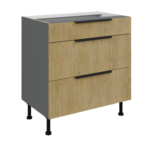 Przejdź do produktu Szafka dolna LUME 80 D 3S PREMIUM BOX DĄB CREMONA / ANTRACYT