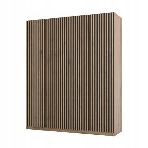 Przejdź do produktu Szafa uchylna Czterodrzwiowa IGA 200 cm kolor dąb evoke / czarny + lamele