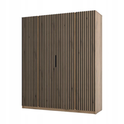 Przejdź do produktu Szafa uchylna Czterodrzwiowa IGA 200 cm kolor dąb evoke + czarne lamele