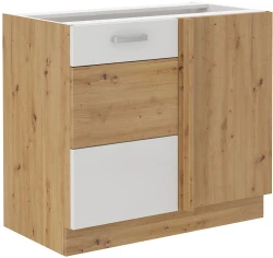 Szafka dolna narożna VICTORIA 105 ND 1F BB DĄB ARTISAN / BIAŁY POŁYSK